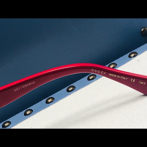 New - Gucci Black Red Green 0159 Stripe Aviator Unisex Gg0159 Sunglasses - Picture 5 of 11